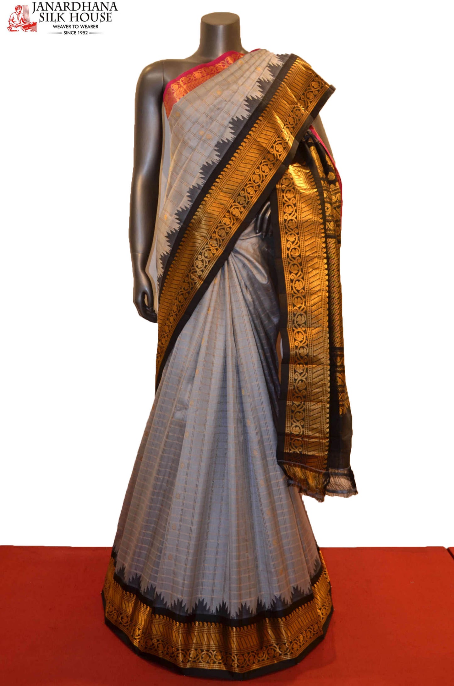 grand & ganga jamuna handloom pure gadwal silk saree ae212616