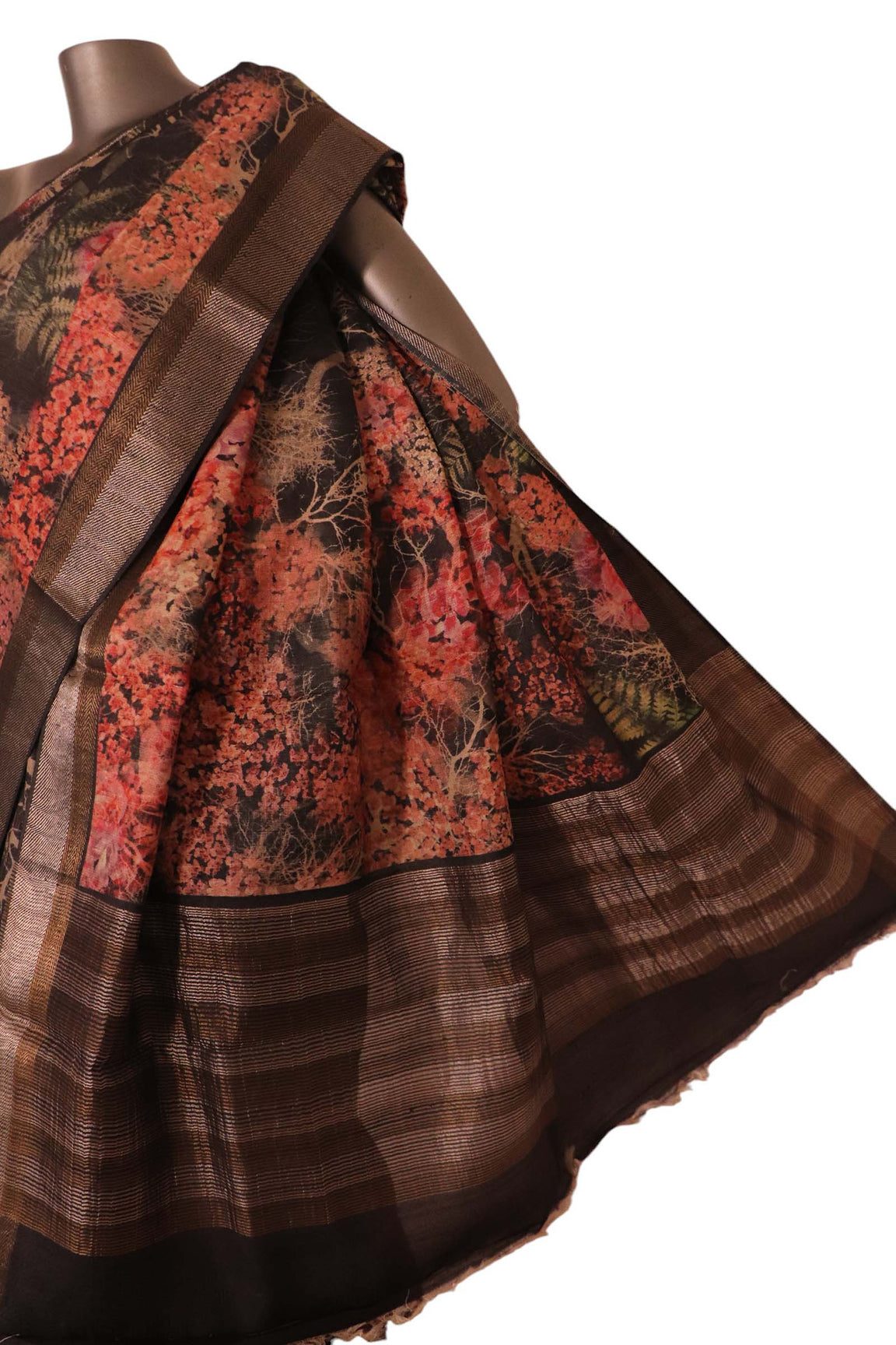 Pure Floral Tussar Silk Saree AK210623