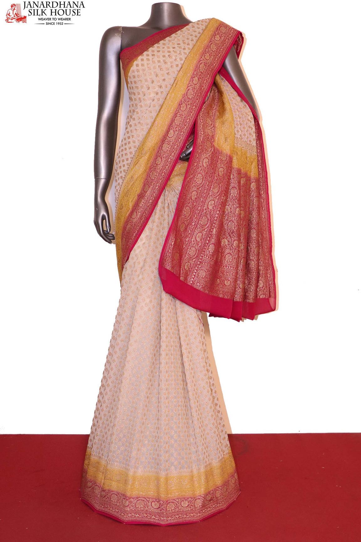 Exclusive Double Border Contrast Banarasi Georgette Silk Saree AI214511