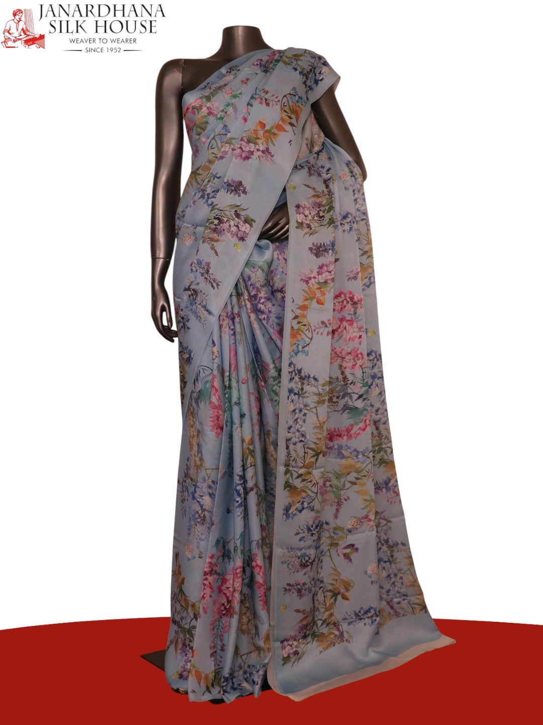 Designer Floral Pure Satin Crepe Silk Saree AK212687