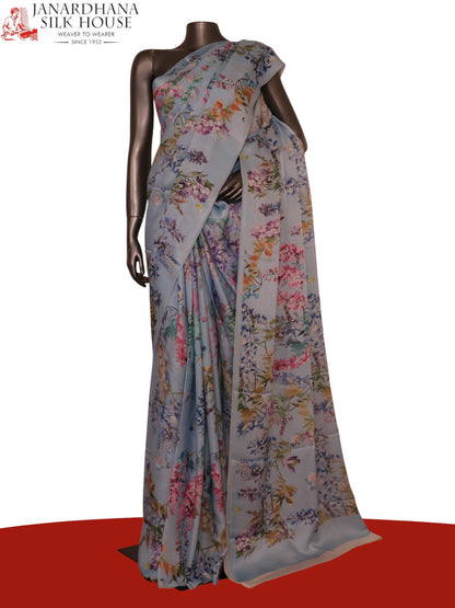 Designer Floral Pure Satin Crepe Silk Saree AK212687