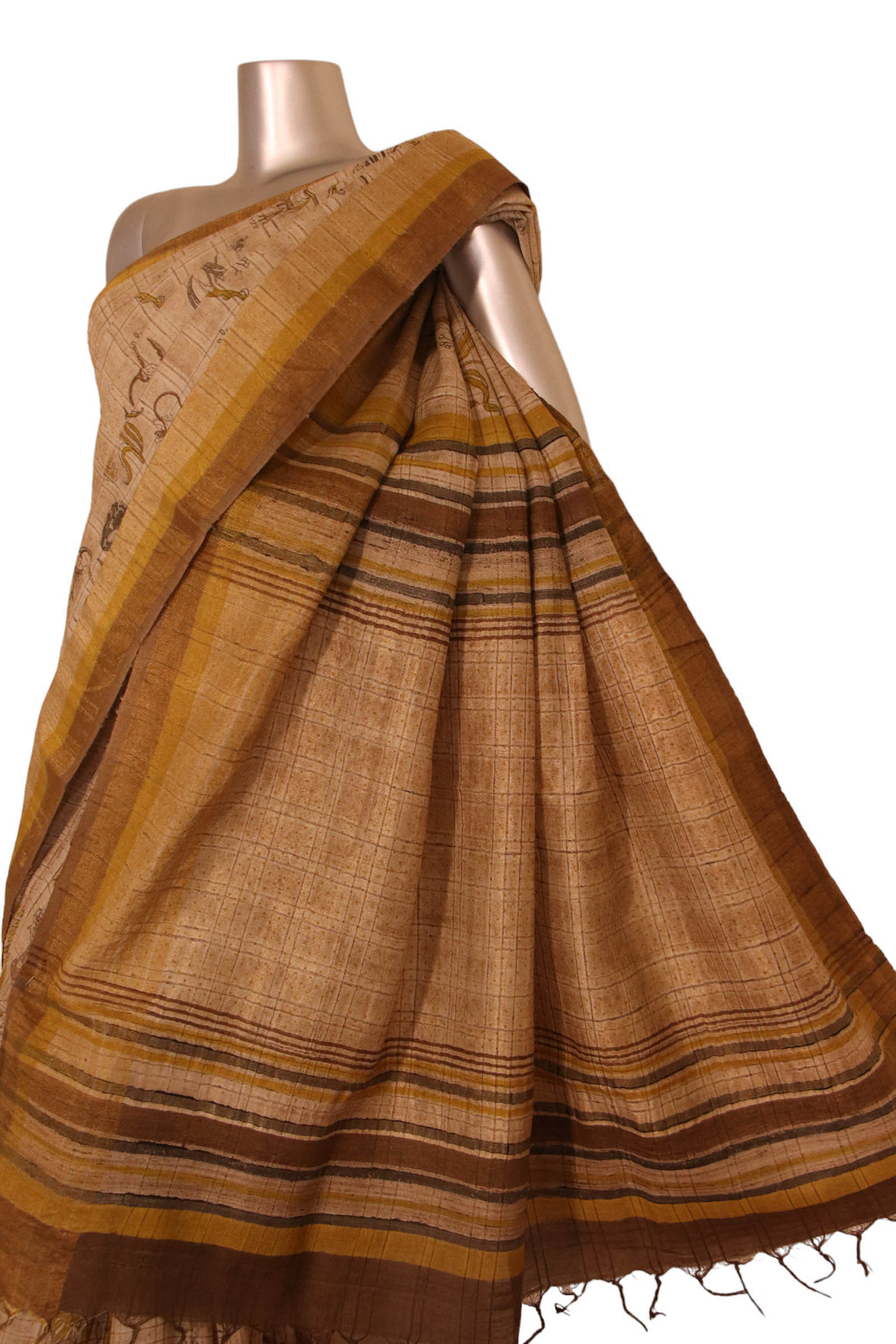 Pure Floral Tussar Silk Saree AJ205527