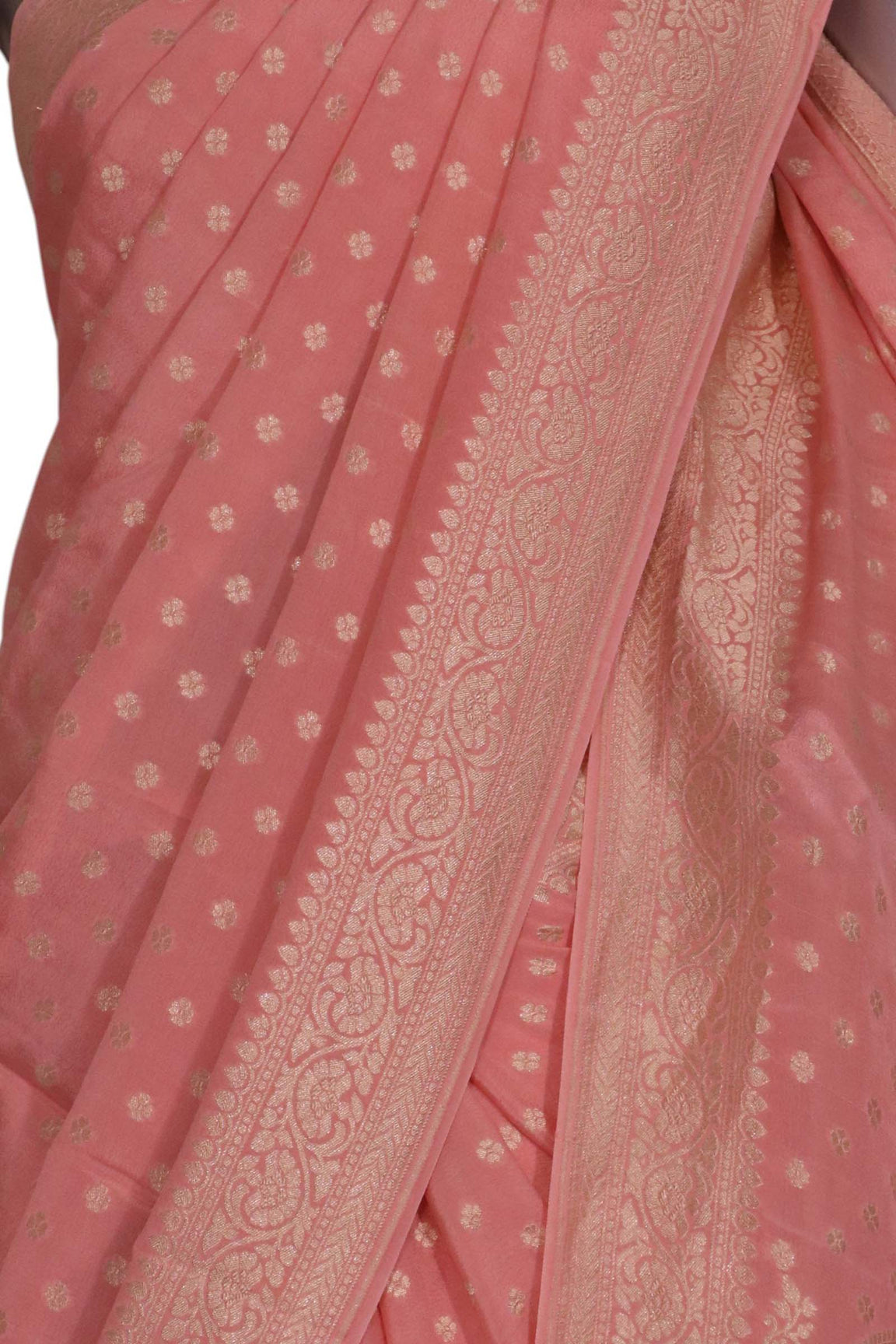 Pure Handloom Zari Butta Banarasi Crepe Silk Saree AL206639