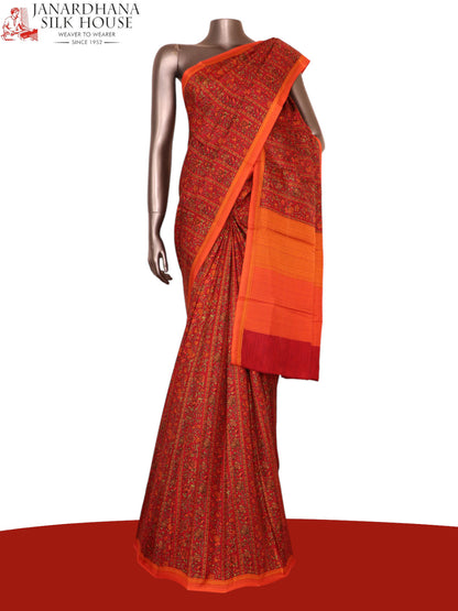 Pure Floral Printed Silk Saree AK208694