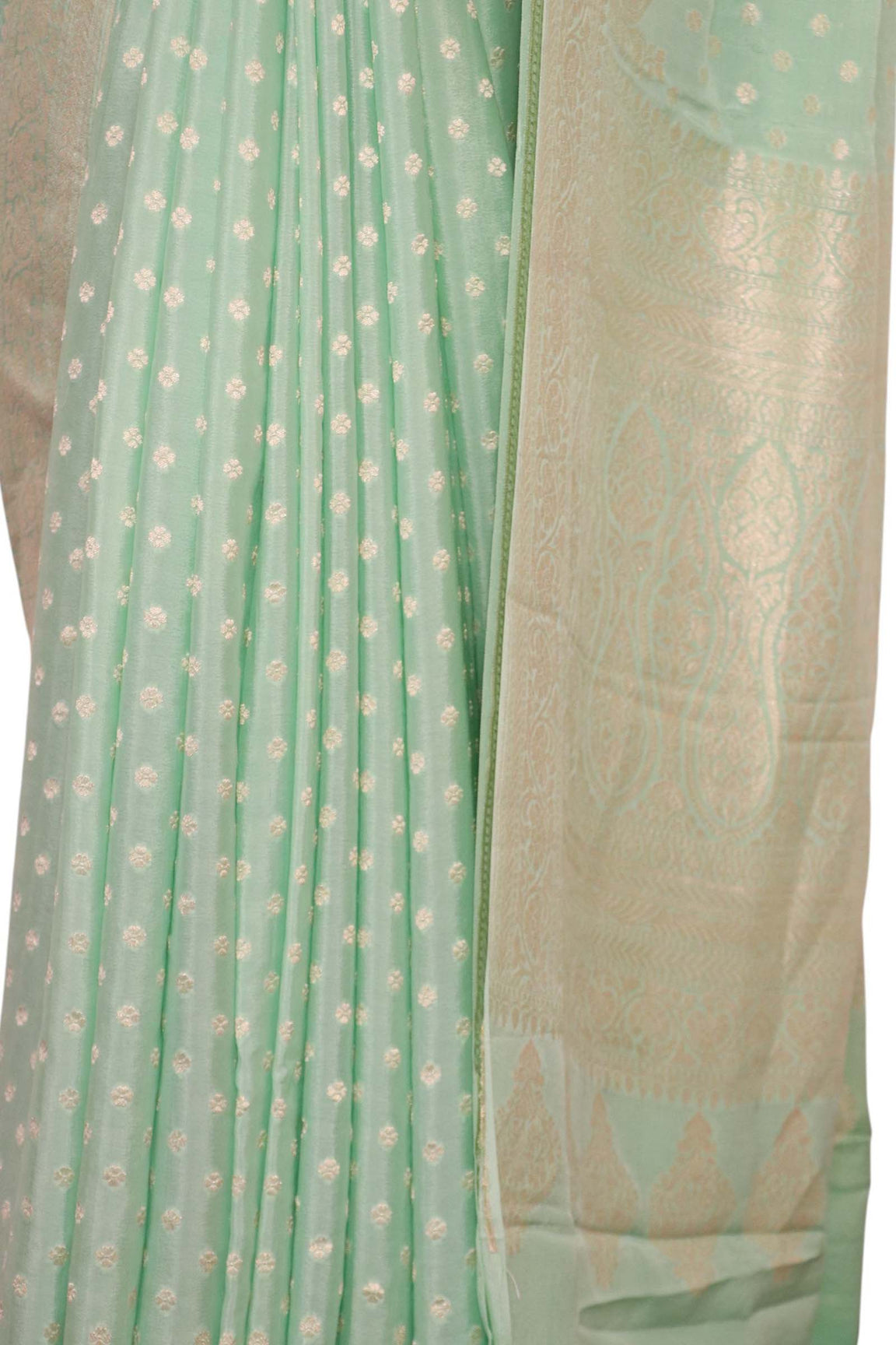 Pure Handloom Zari Butta Banarasi Crepe Silk Saree AL200292