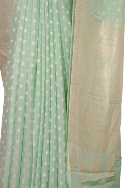 Pure Handloom Zari Butta Banarasi Crepe Silk Saree AL200292