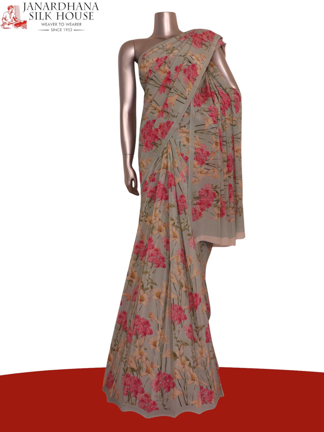 Floral  Pure Crepe Silk Saree AK210956