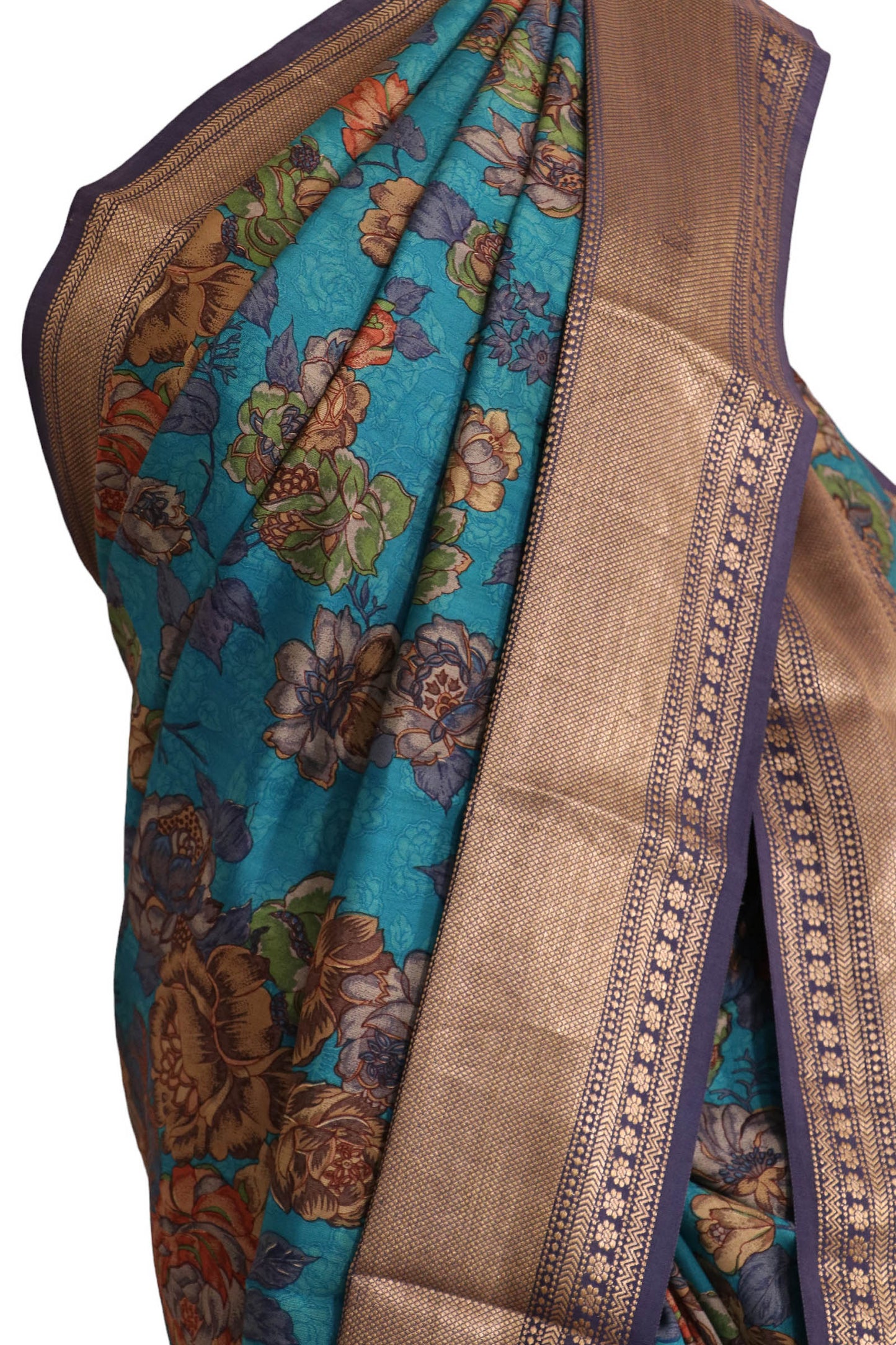 designer floral printed silk saree aj213007