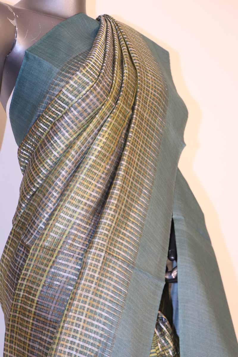 Handloom Printed Tussar Silk Saree AI209181