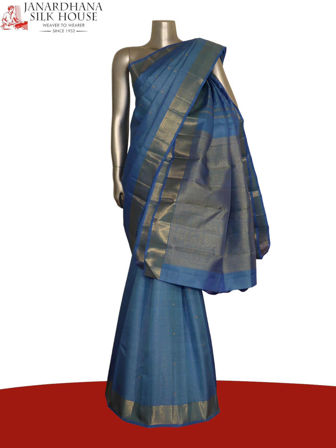 Pure Handloom Checks Butta Kanjeevaram Silk Saree AK200824
