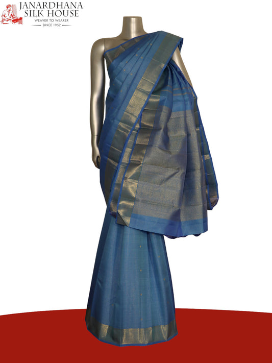 Pure Handloom Checks Butta Kanjeevaram Silk Saree AK200824