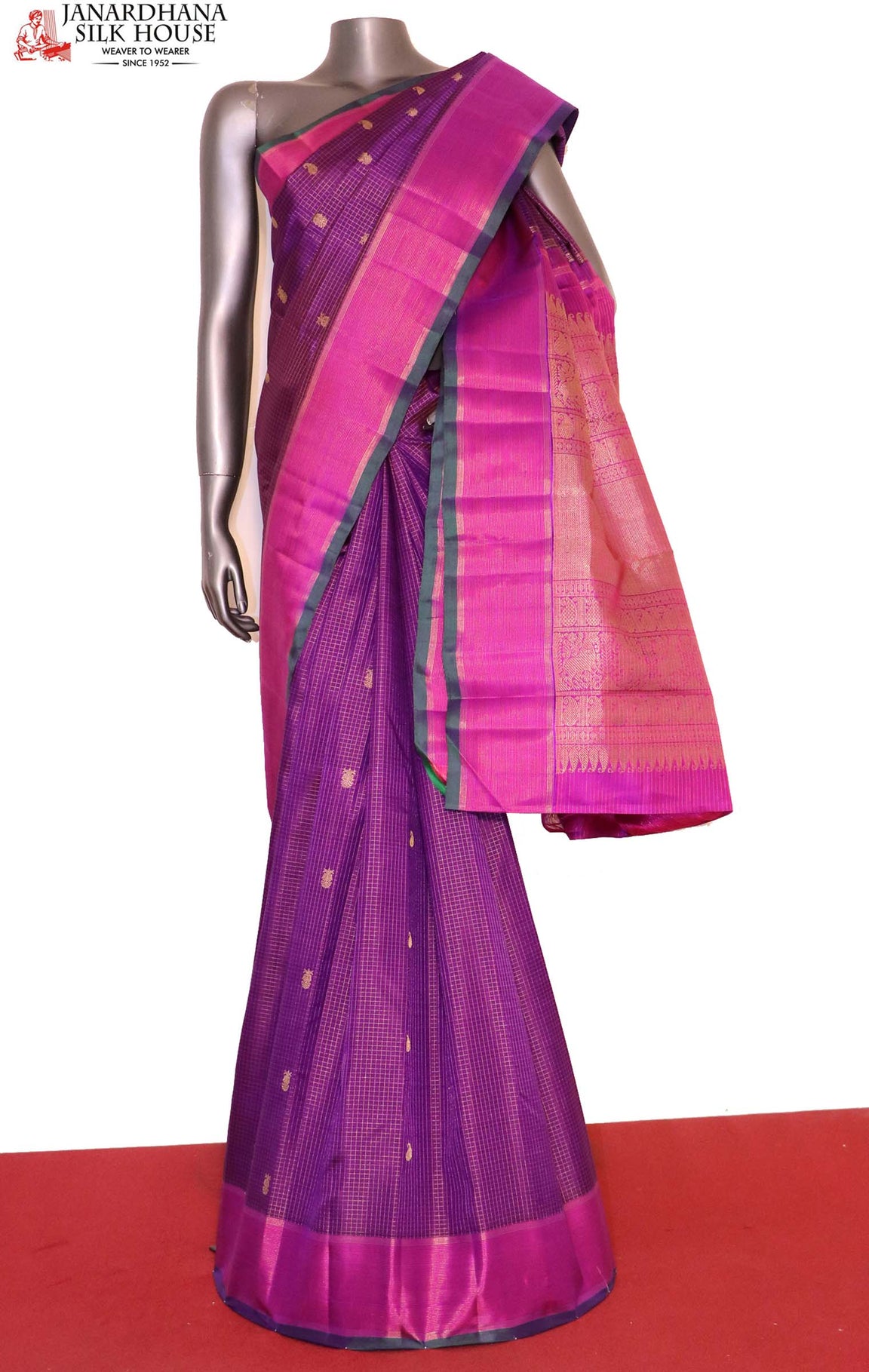 Bridal Zari Checks Kanjeevaram Silk Saree  AI215366