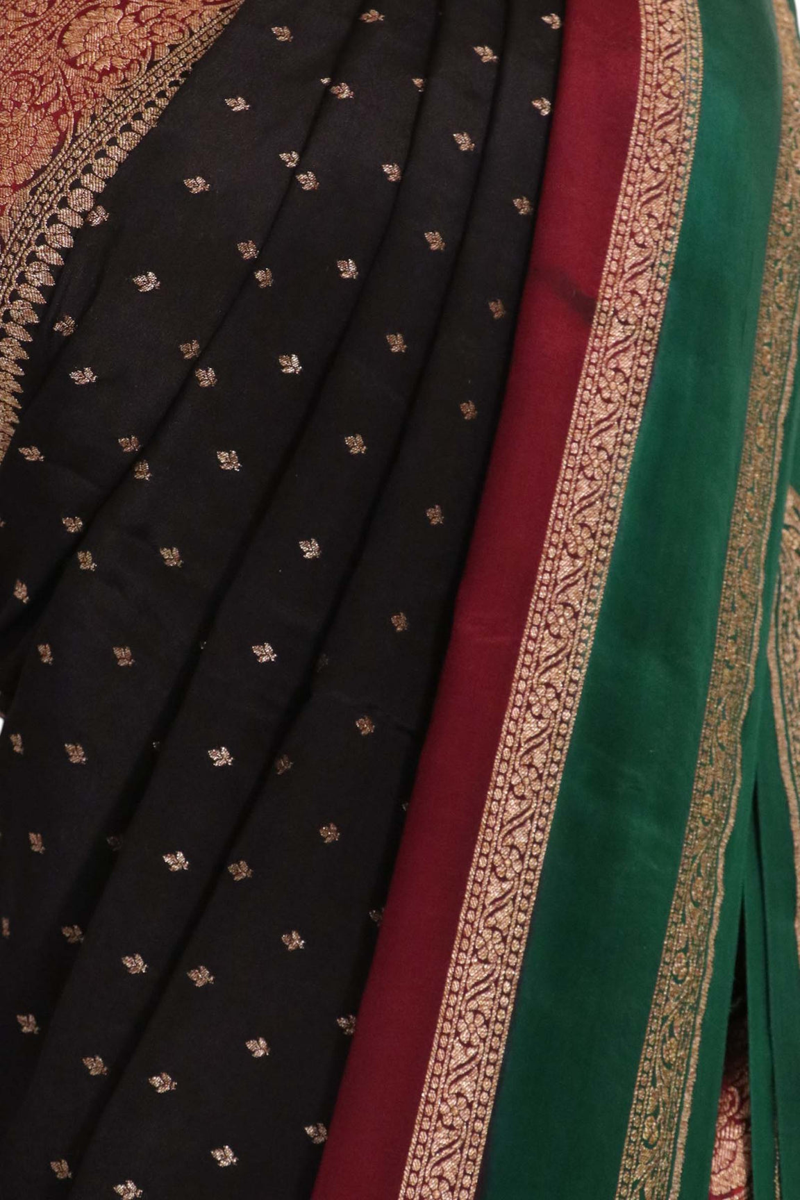 Pure Handloom Zari Butta Banarasi Crepe Silk Saree AL212239