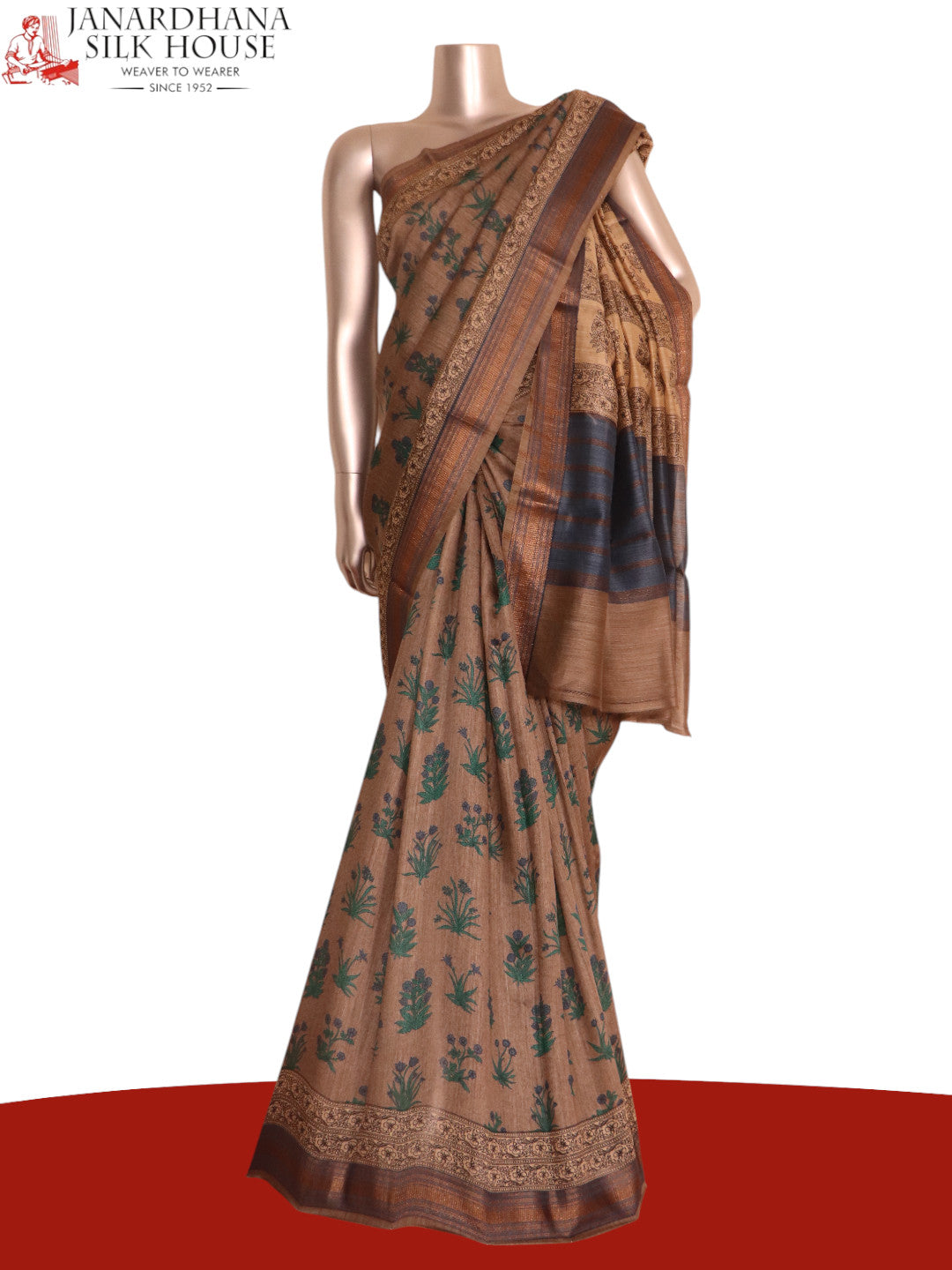 Pure Floral Zari Tussar Silk Saree AK208577