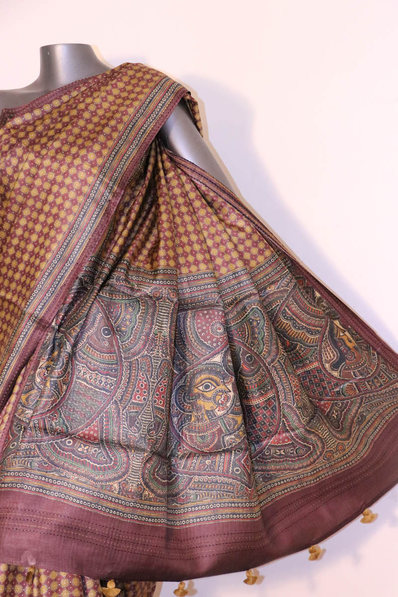 Madhubani Exclusive Pure Tussar Silk Saree AI208591