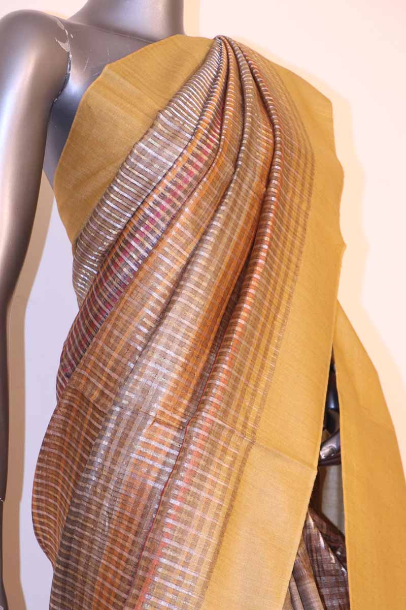 Handloom Printed Tussar Silk Saree AI209180