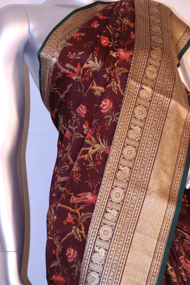 Exquisite Printed Crepe Silk Saree AI210070