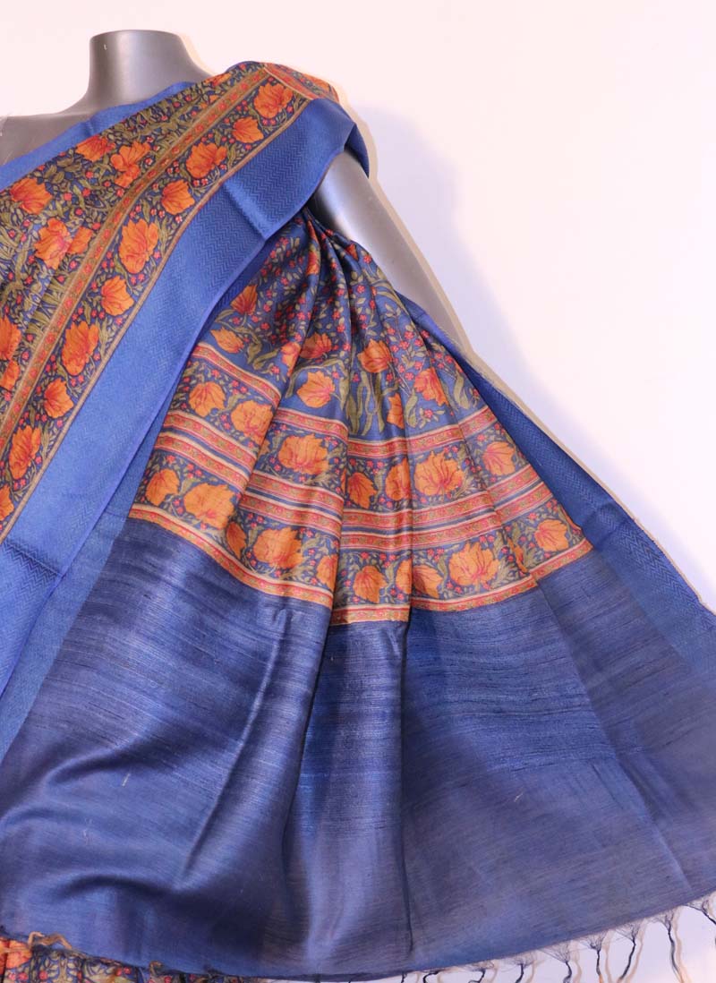Exclusive Floral Printed Pure Tussar Silk Saree AI208380
