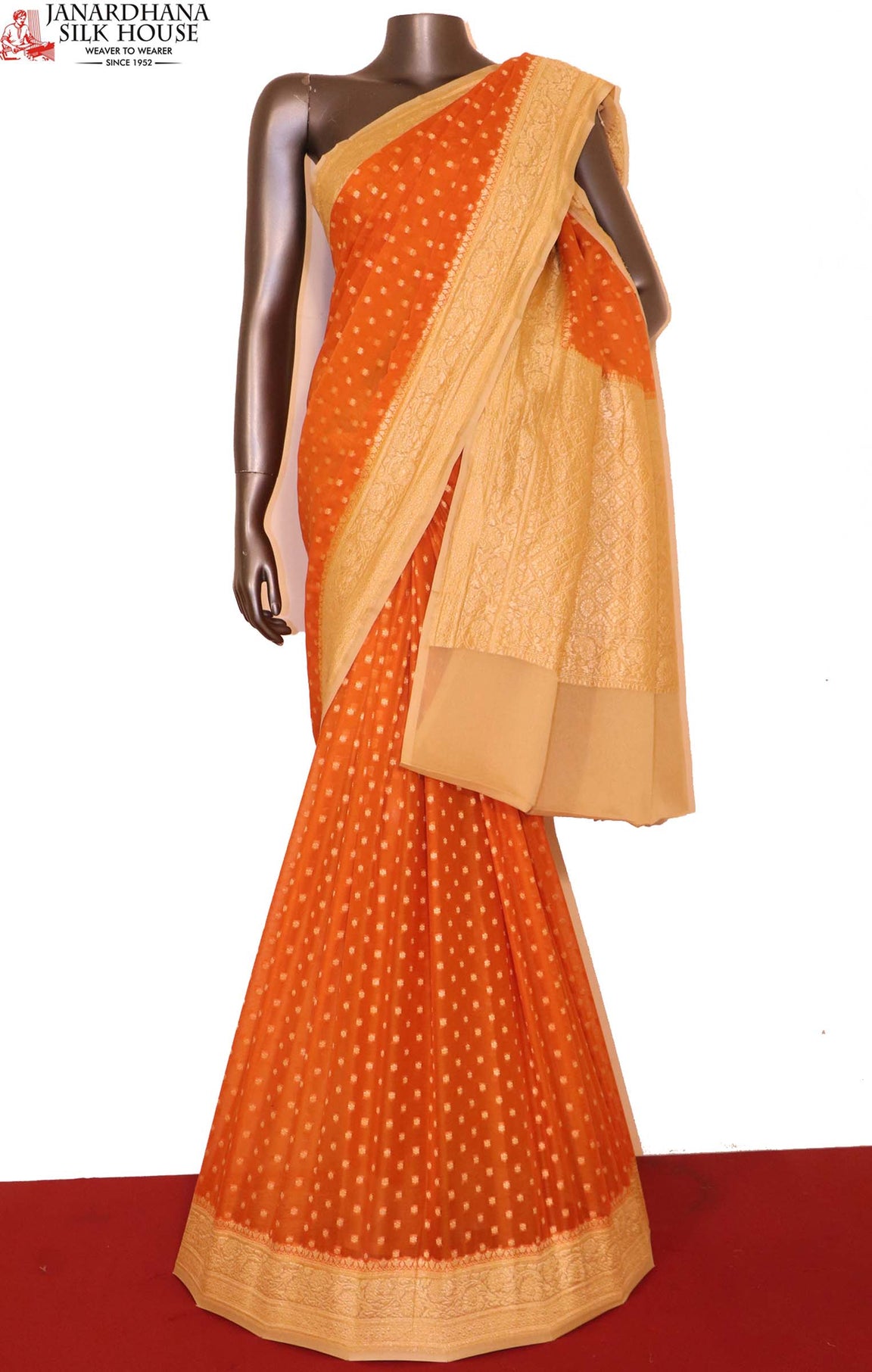 Exclusive Butta Contrast Banarasi Georgette Silk Saree AG211028