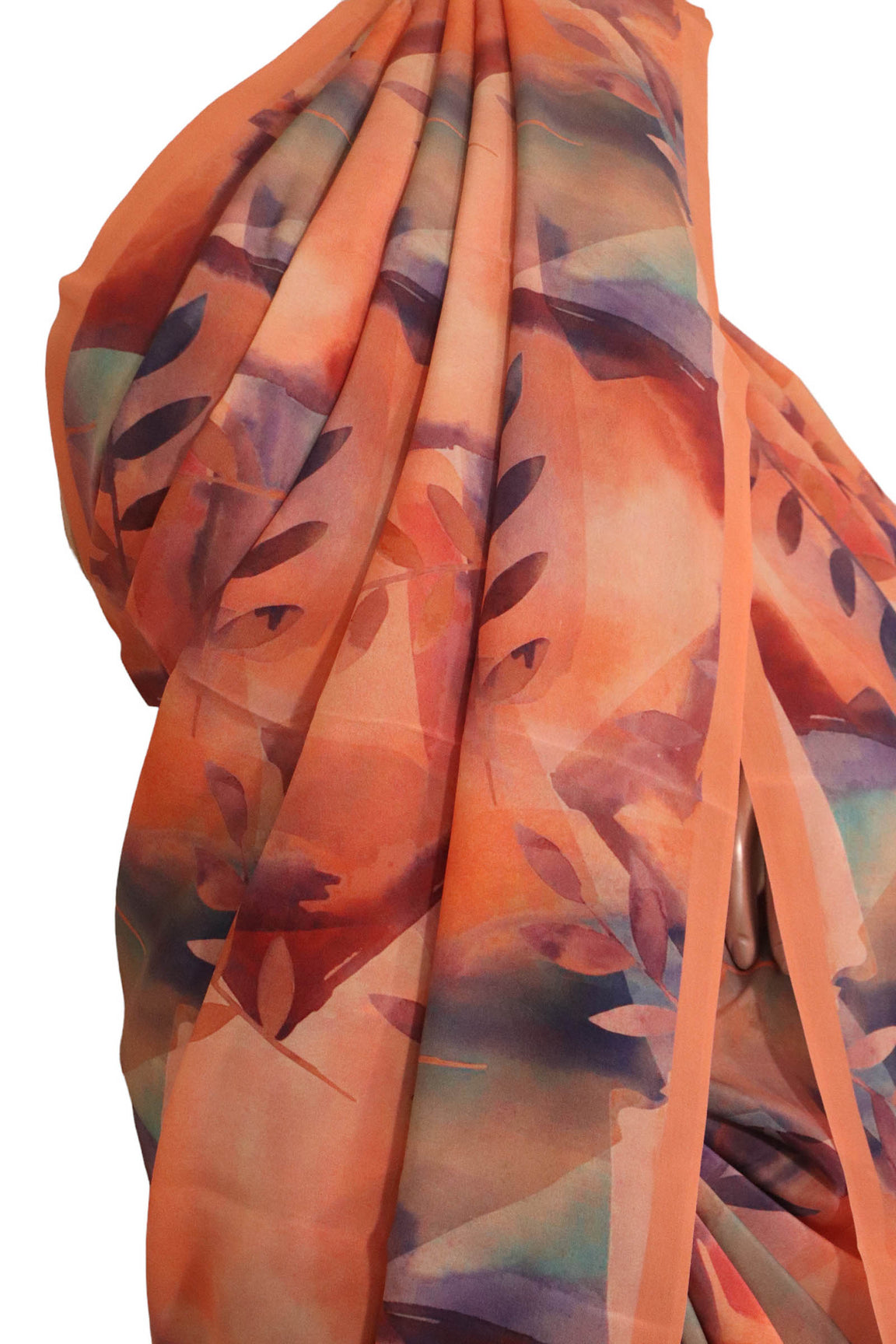 Abstract Floral Exclusive Pure Crepe Silk Saree AJ206285