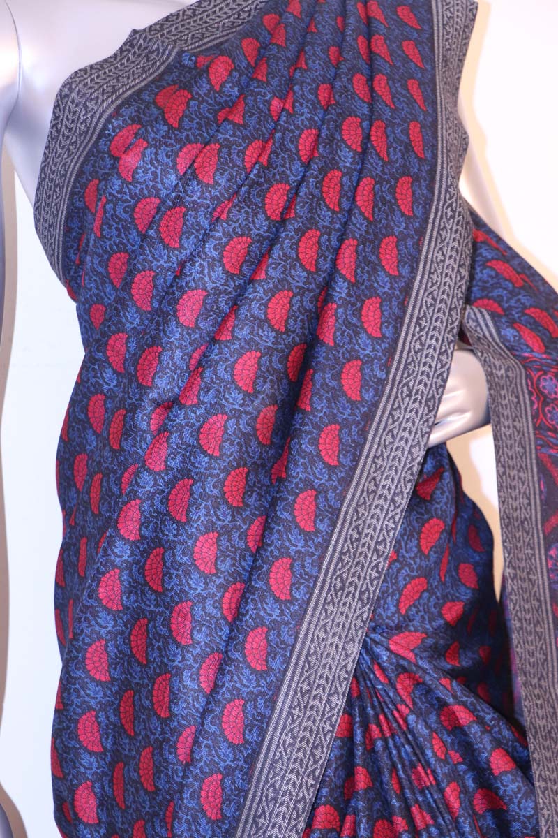 Handloom Printed Tussar Silk Saree AE204827