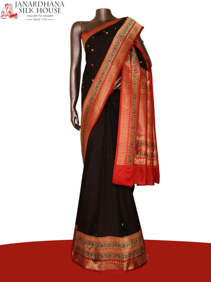 Designer Black Banarasi Silk Saree AJ206391