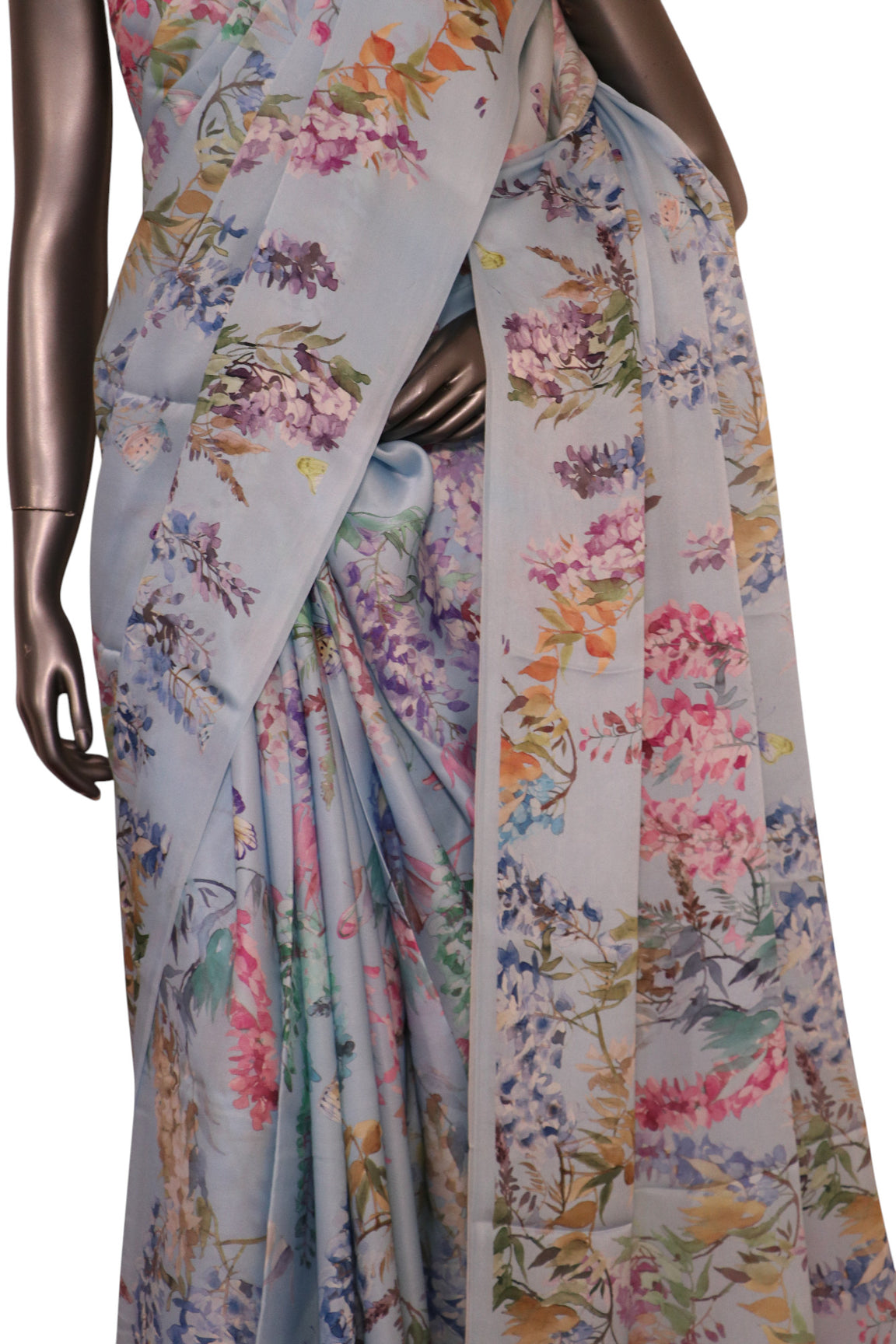 Designer Floral Pure Satin Crepe Silk Saree AK212687