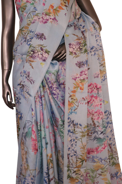 Designer Floral Pure Satin Crepe Silk Saree AK212687
