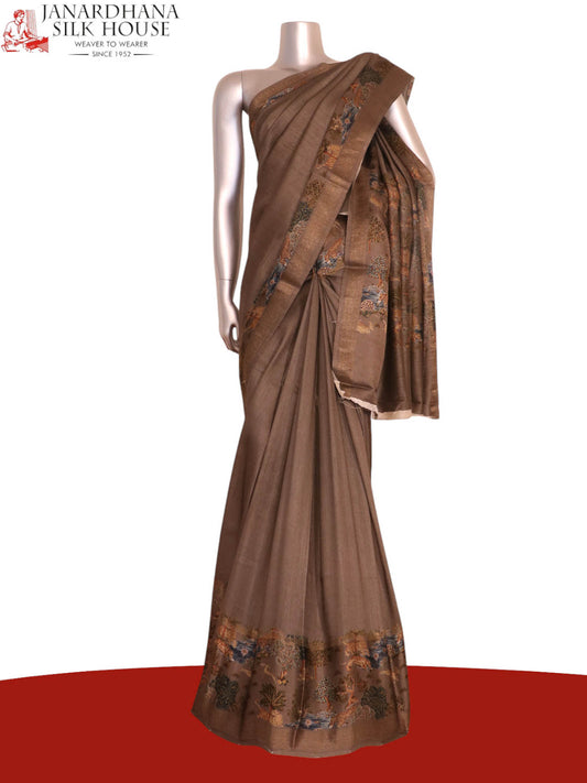 Pure Printed Zari Tussar Silk Saree AK208621