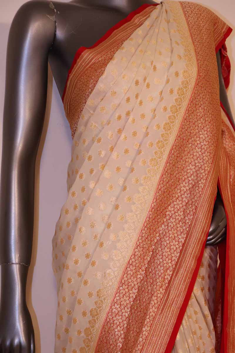 Exclusive Butta Contrast Banarasi Georgette Silk Saree AH202721