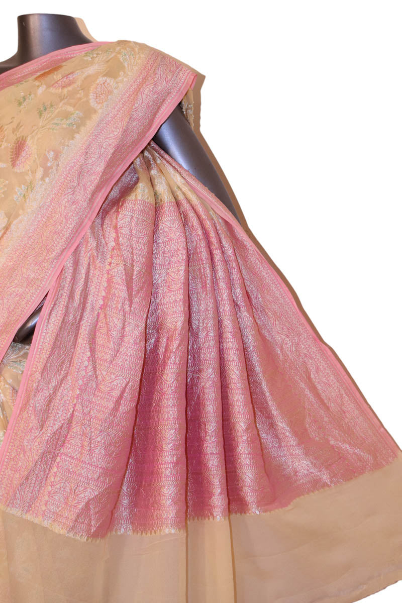Designer Floral Banarasi Georgette Silk Saree AJ202635
