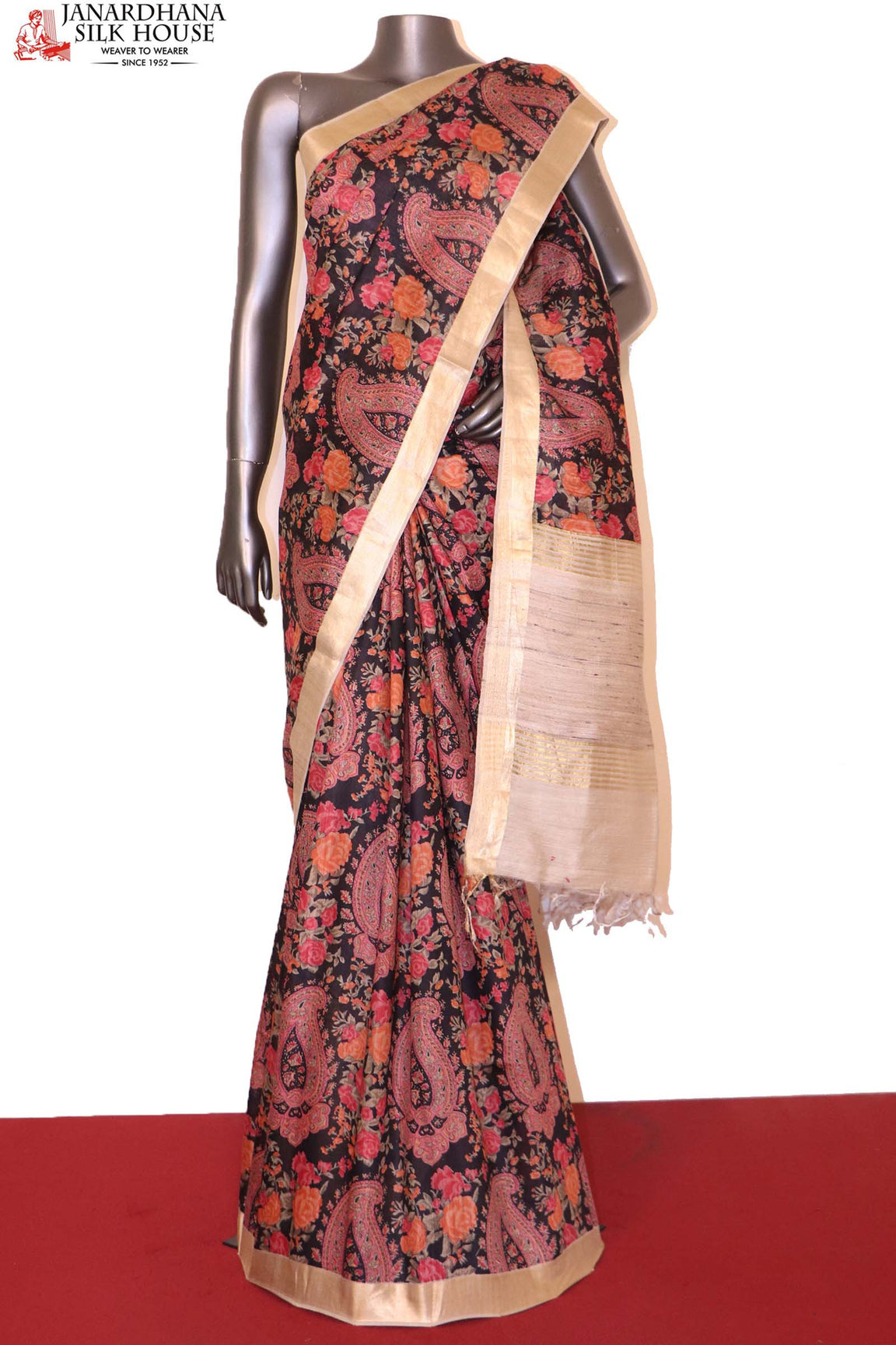 Floral Pure Tusser Silk Saree AI207030