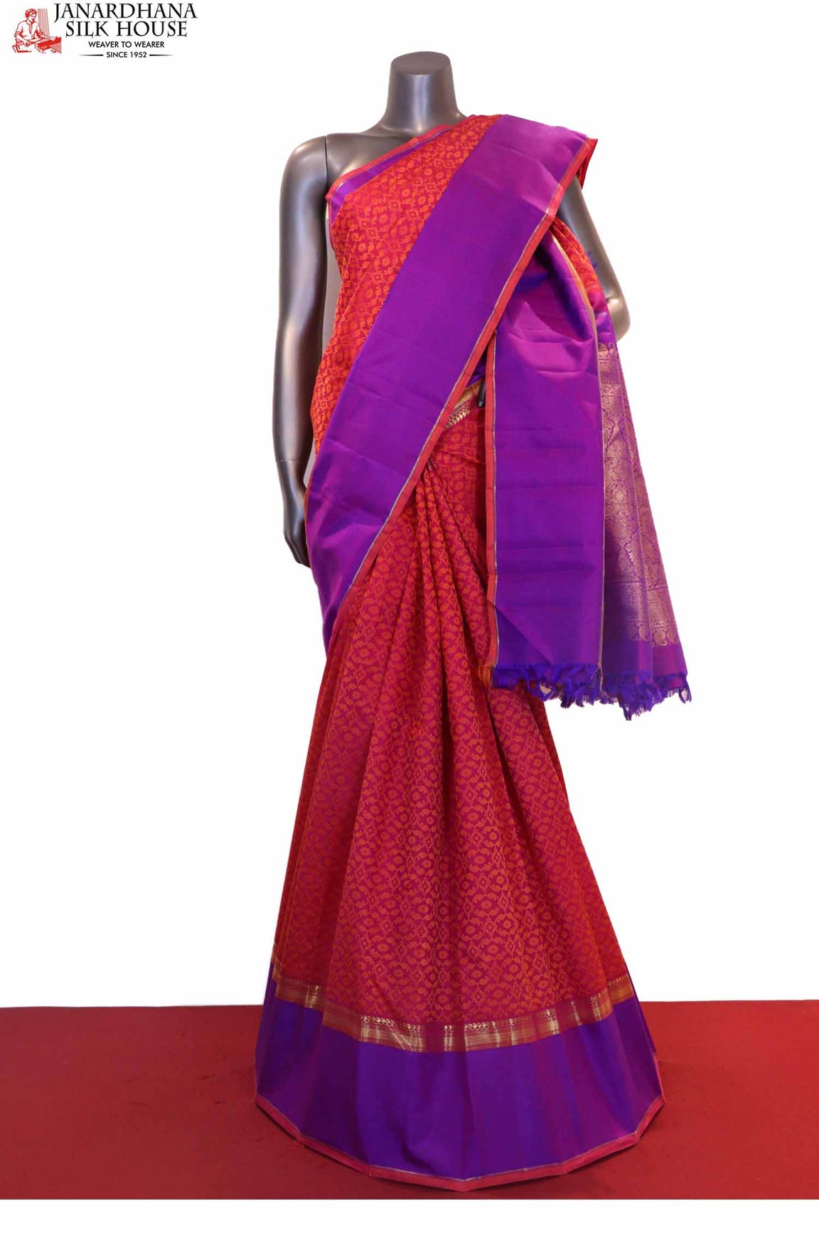 Traditional &amp; Contrast Wedding Handloom Kanjeevaram Silk Saree AF203374
