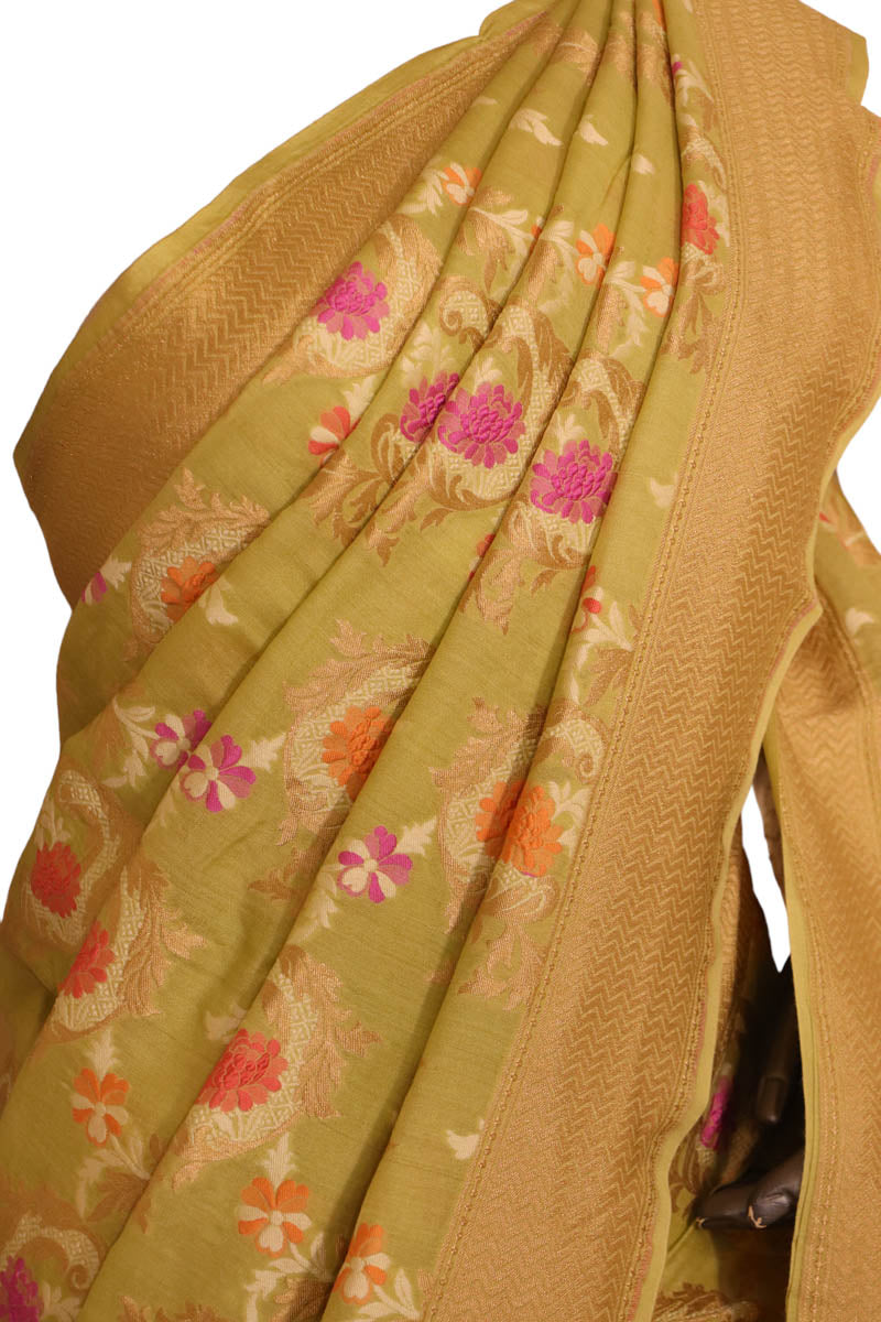 Meenakari Floral Handloom Tussar Silk Saree AJ202481