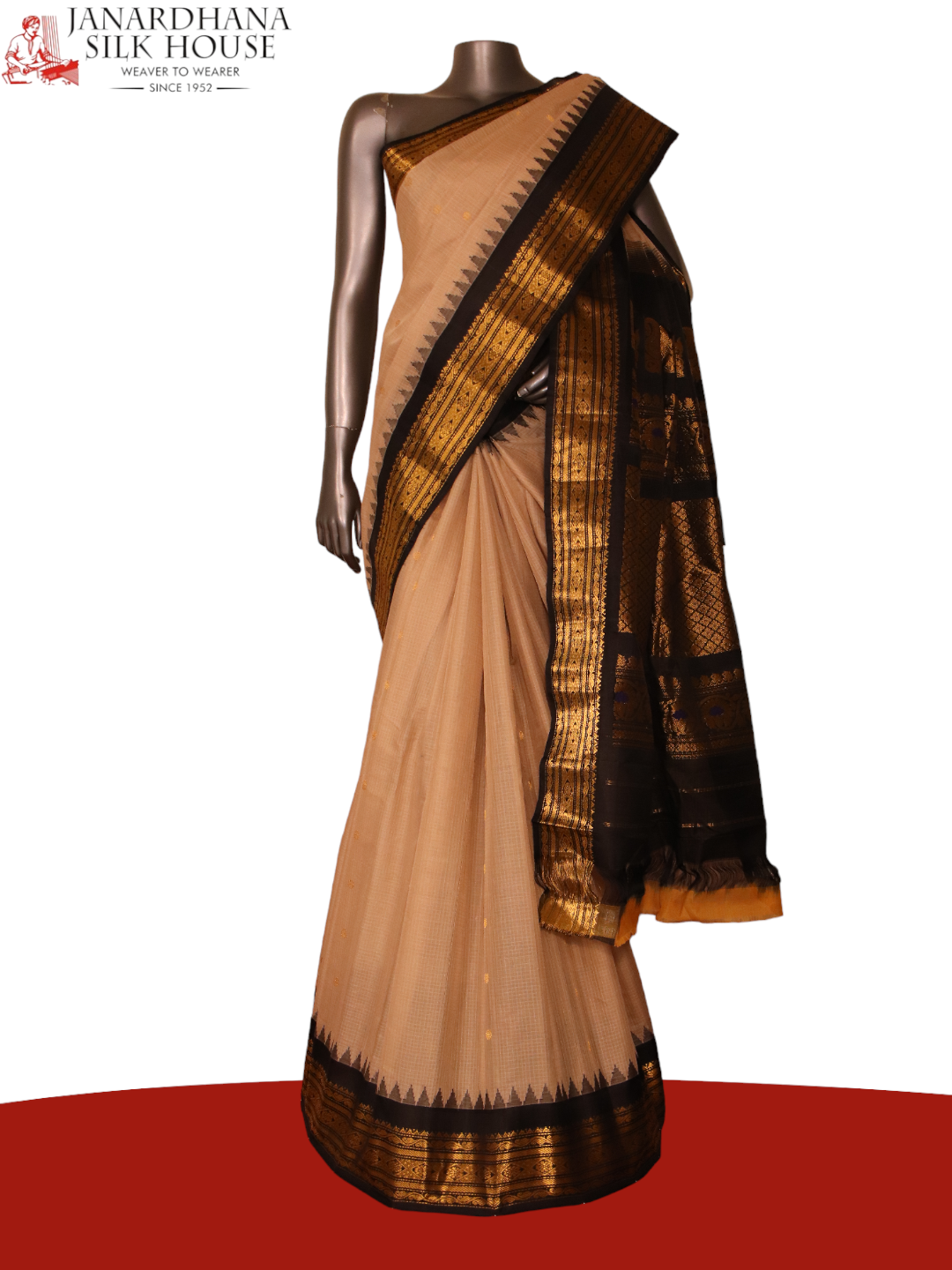 Traditional Temple Handloom Gadwal Silk Cotton Saree AJ210434