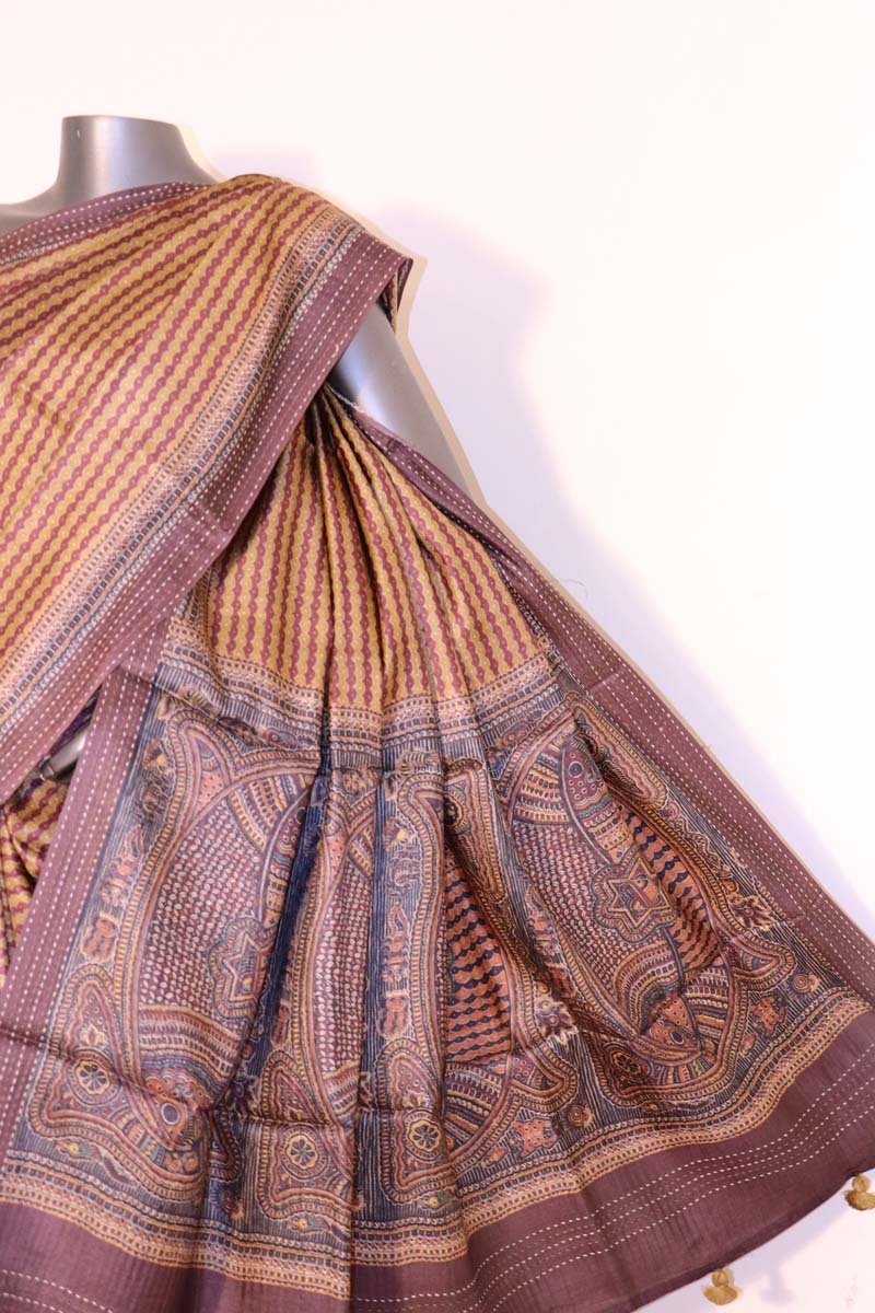 Madhubani Exclusive Pure Tussar Silk Saree AI208583