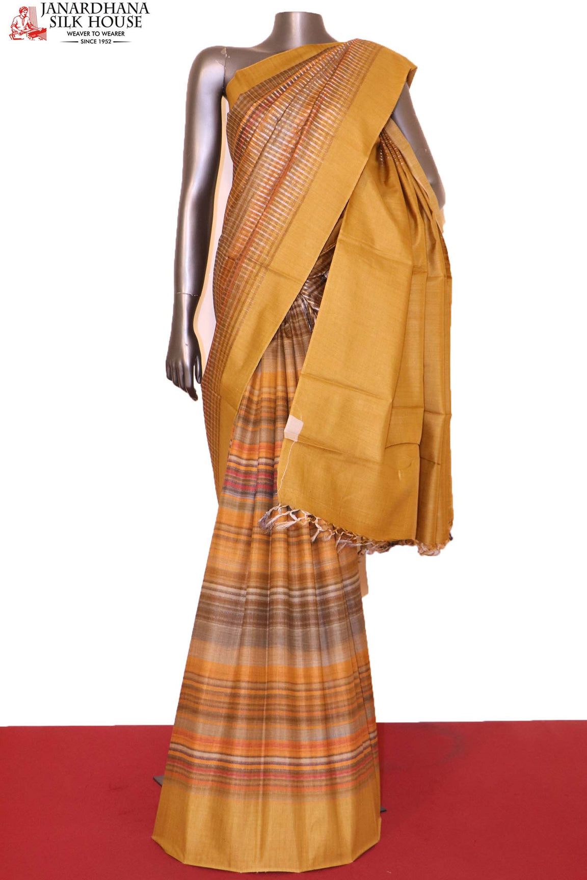 Handloom Printed Tussar Silk Saree AI209180