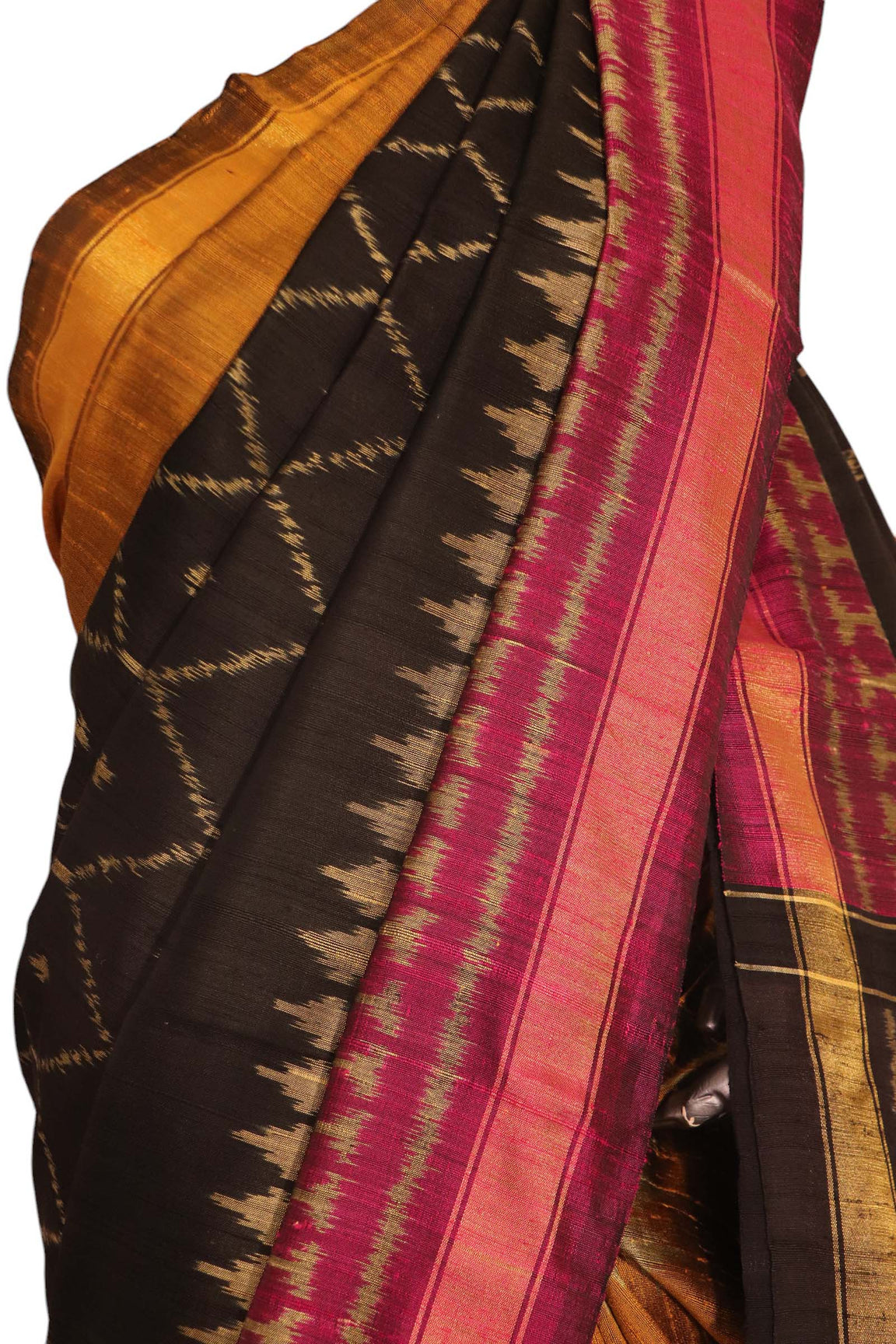 Pure Handloom Patola Ikat Silk Saree-Slubs Weave AK210640