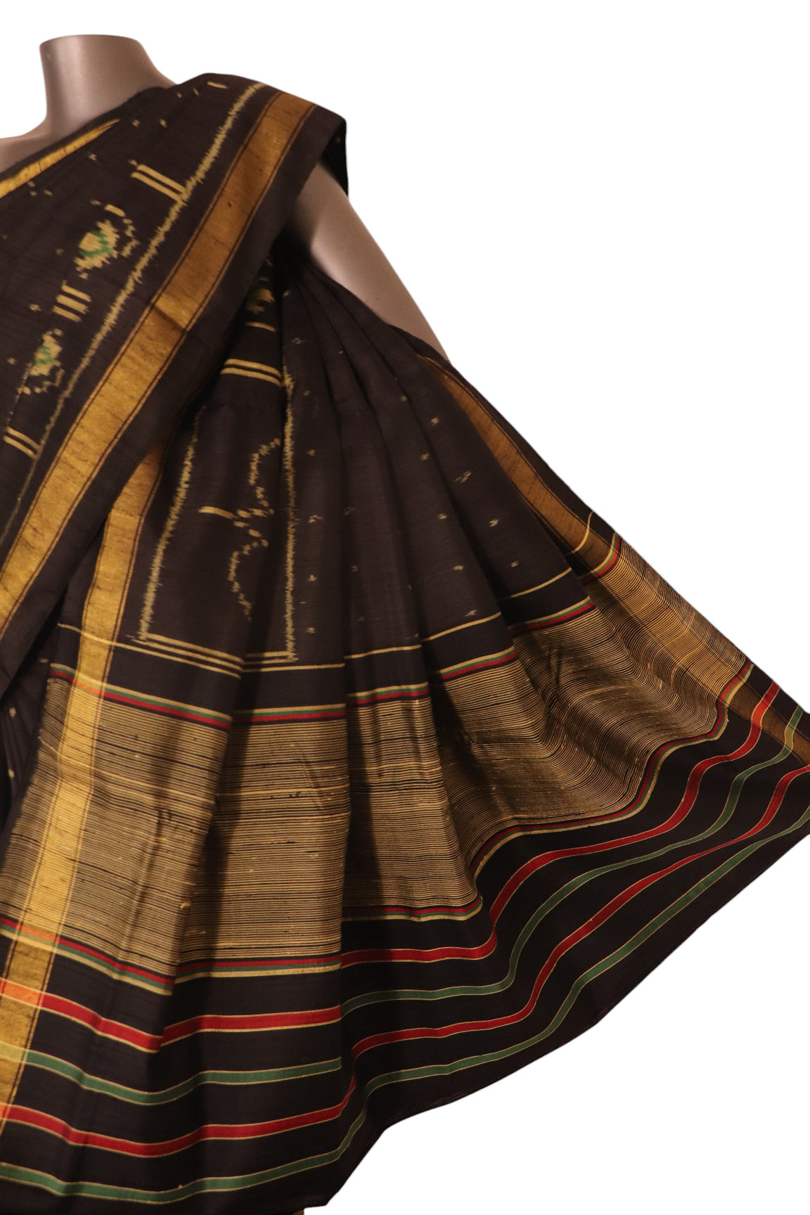 Pure Handloom Patola Ikat Silk Saree-Slubs Weave AK210767