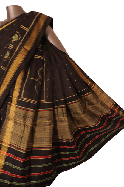 Pure Handloom Patola Ikat Silk Saree-Slubs Weave AK210767