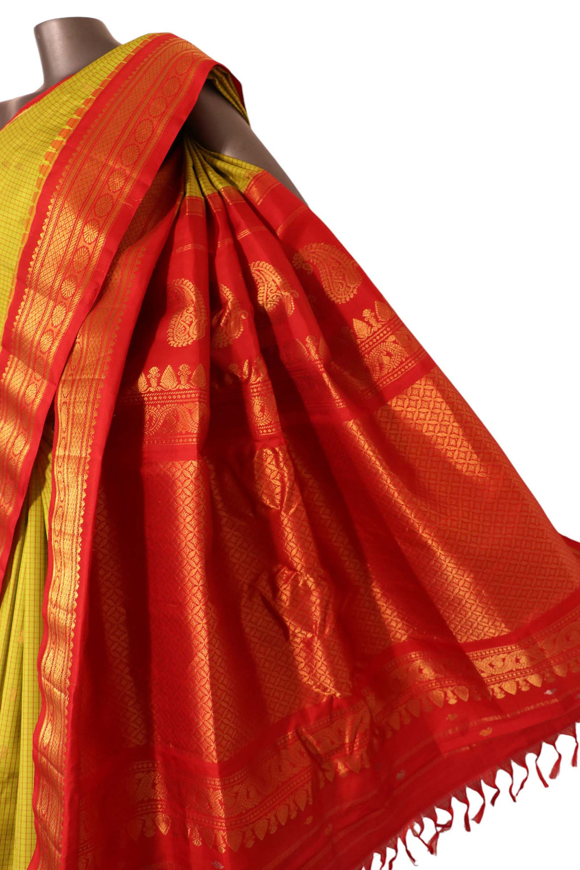 Traditional Temple Handloom Gadwal Silk Cotton Saree AK212003