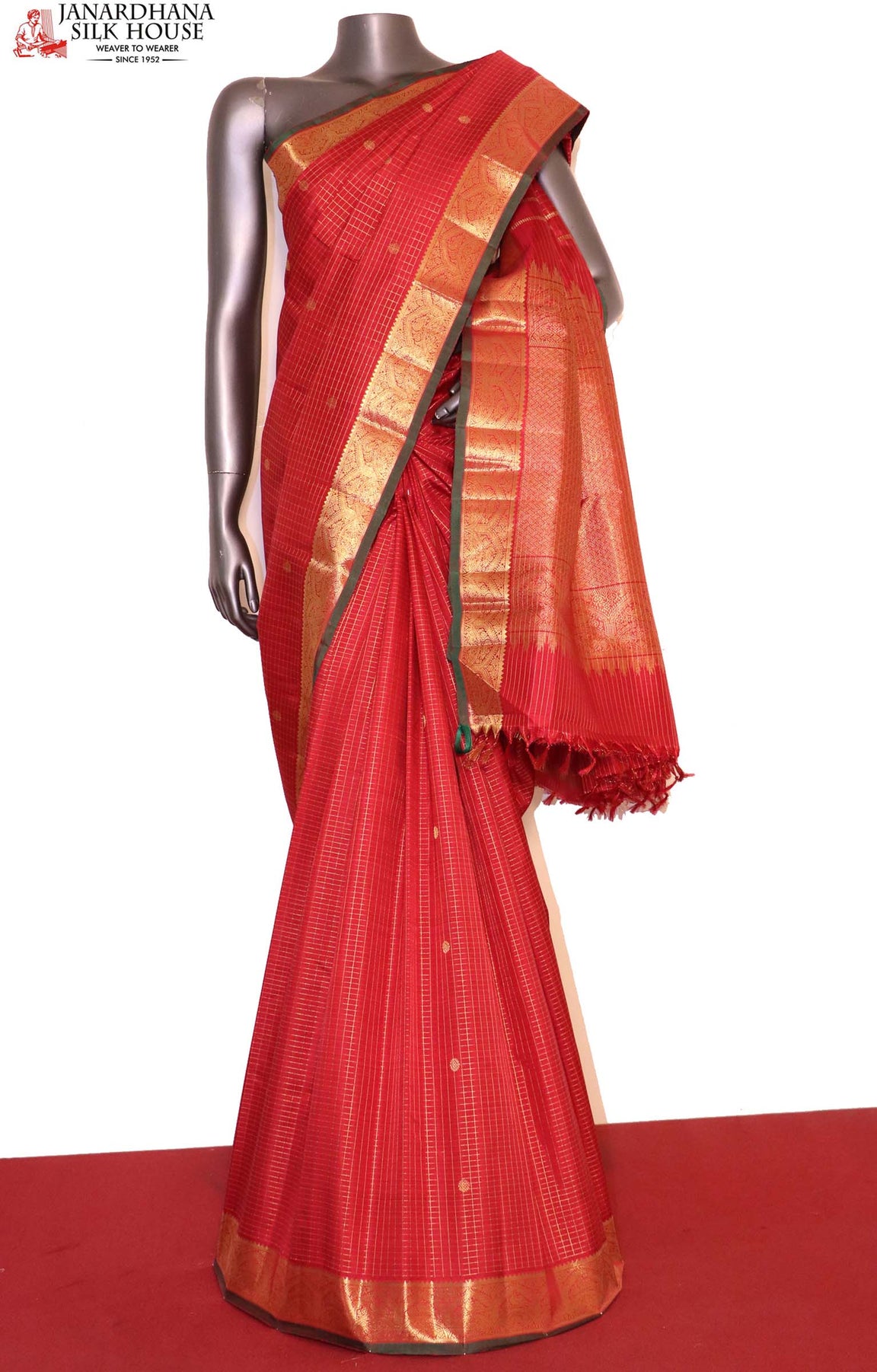 Bridal Zari Checks Kanjeevaram Silk Saree AI215089