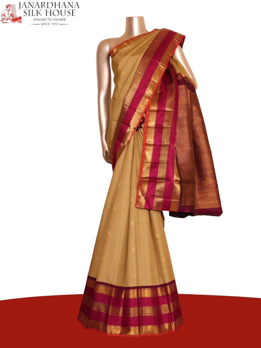 Grand Checks Wedding Kanjeevaram Silk Saree  AJ203725
