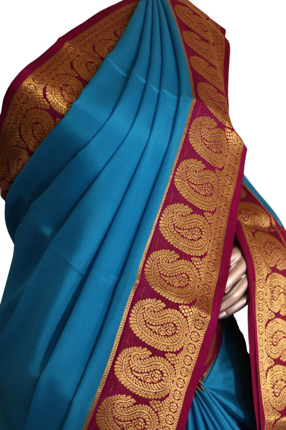 Traditional Contrast Pure Mysore Crepe Silk Saree AJ205295