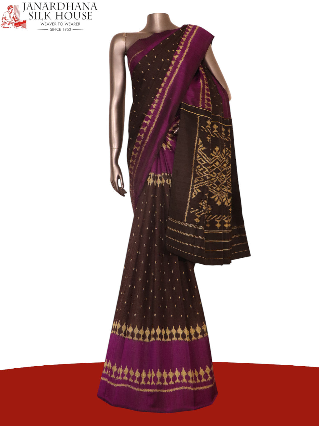 Pure Handloom Patola Ikat Silk Saree-Slubs Weave AK210639