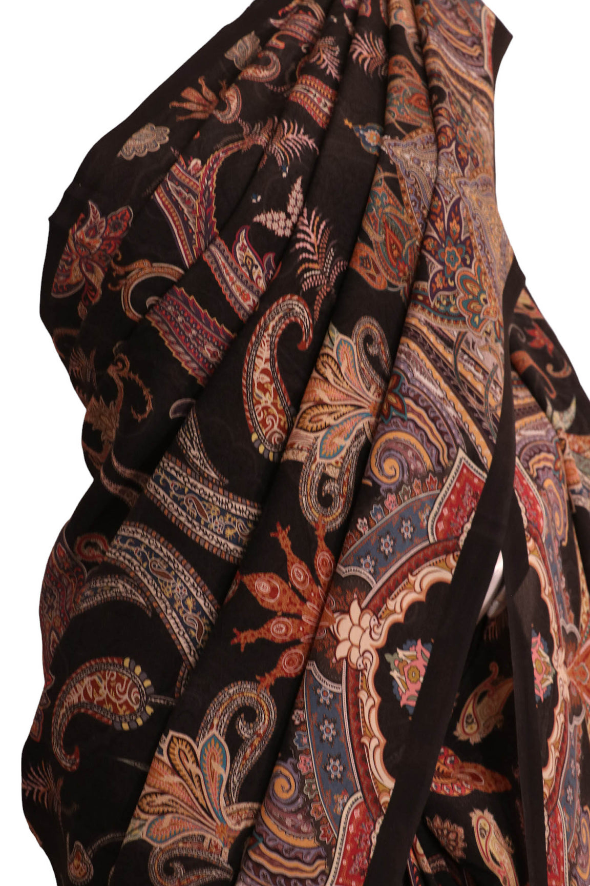 Designer Paisley Pure Crepe Silk Saree AJ211661
