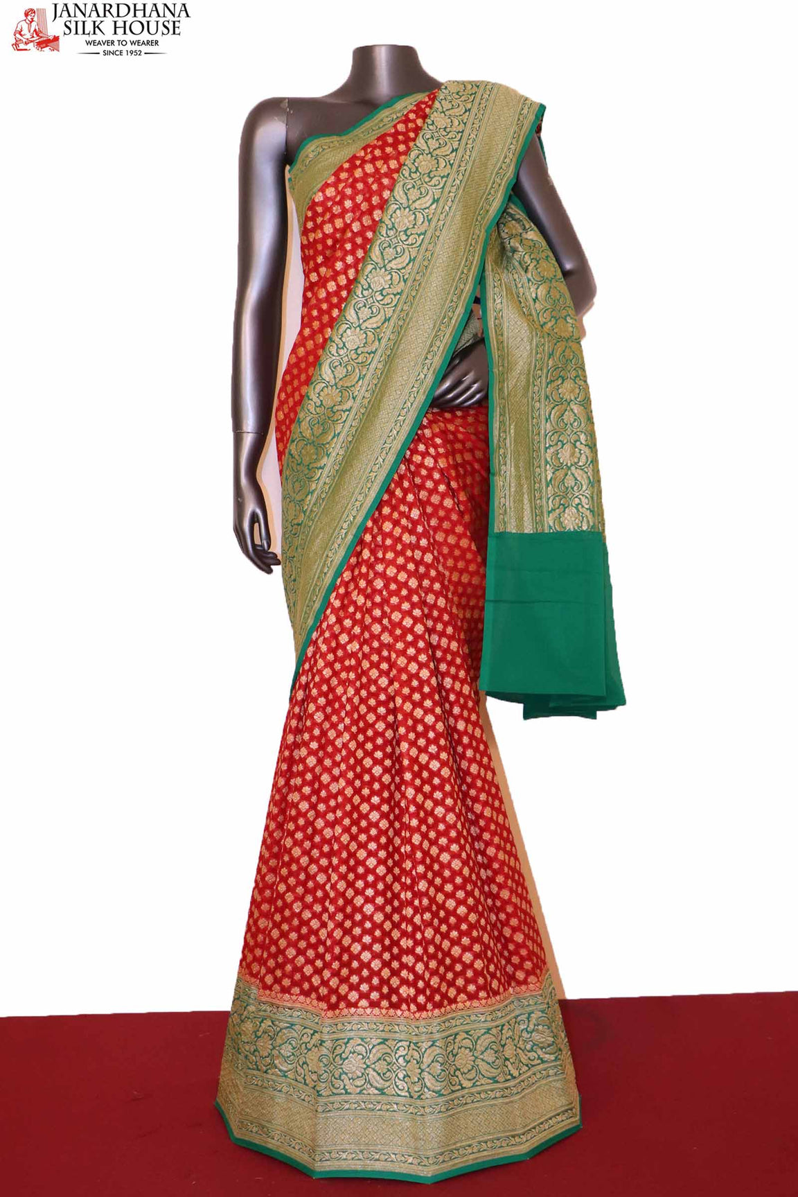 Exclusive Butta Contrast Banarasi Georgette Silk Saree AH204750