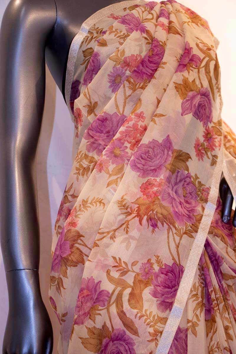 Designer &amp; Exclusive Floral Prints Pure Silk Chiffon AF212520