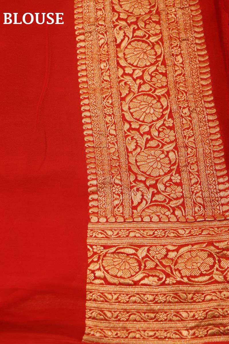 Exclusive Butta Contrast Banarasi Georgette Silk Saree AH204742