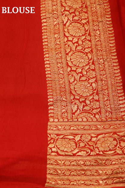 Exclusive Butta Contrast Banarasi Georgette Silk Saree AH204742